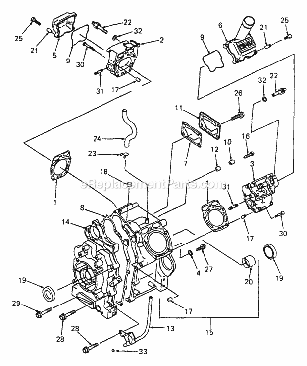 Crankcase And Cylinder Heads Diagram and Parts List for 2086 880001-899000, 14A-735-100, 146-735-100 Cub Cadet Lawn Tractor